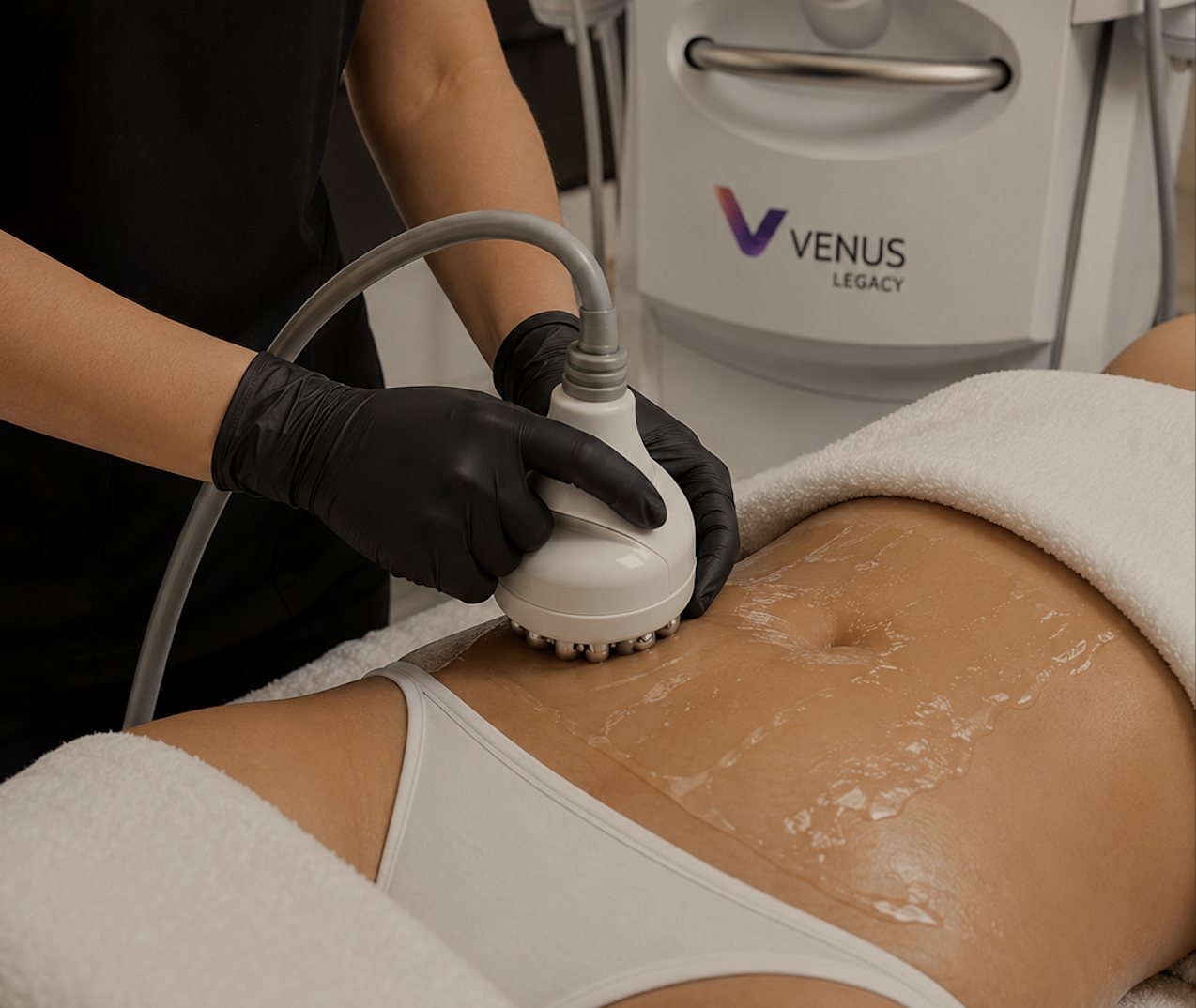 GoWell provider performing Venus Legacy body contouring treatment in Coral Springs